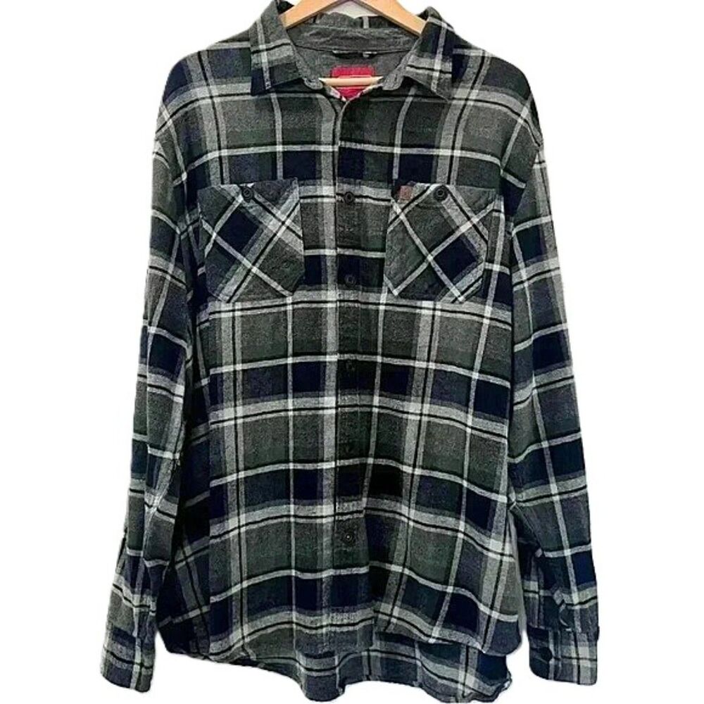 Coleman Womens Blue & Green Plaid 100% Cotton Button Down Flannel Size XXL